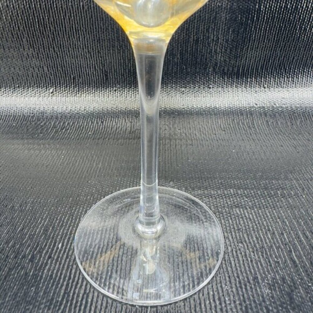 Pier 1 Crackle Glass Goblet Glasses Cups Stemware Gold Yellows Luster Finish VTG - Picture 7 of 13